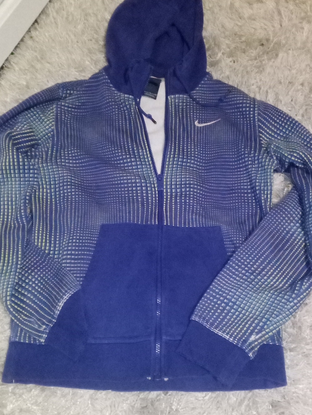 Nike Women's Royal Blue Hooded Zip Jacket with Reflective Grid
